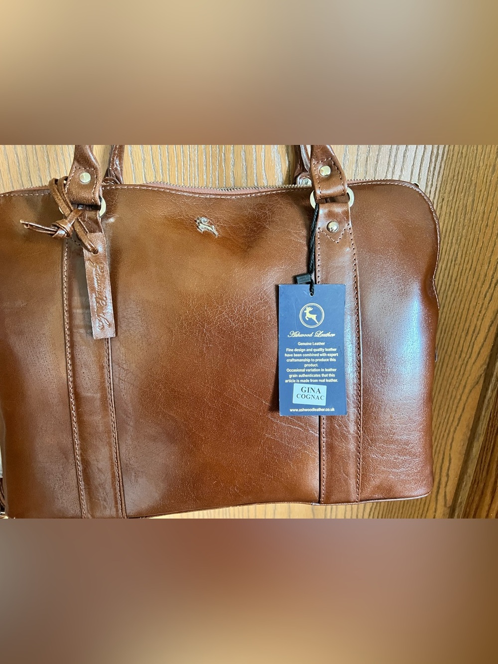 Ashwood Leather Gina bag tote cognac brown NWT